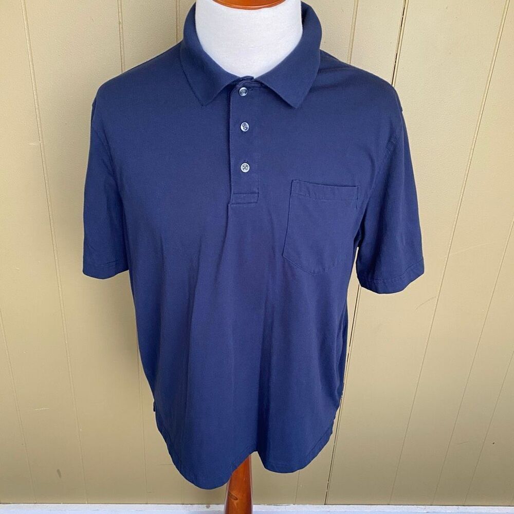 George men XL cotton blend short sleeve 3 button collar polo shirt black